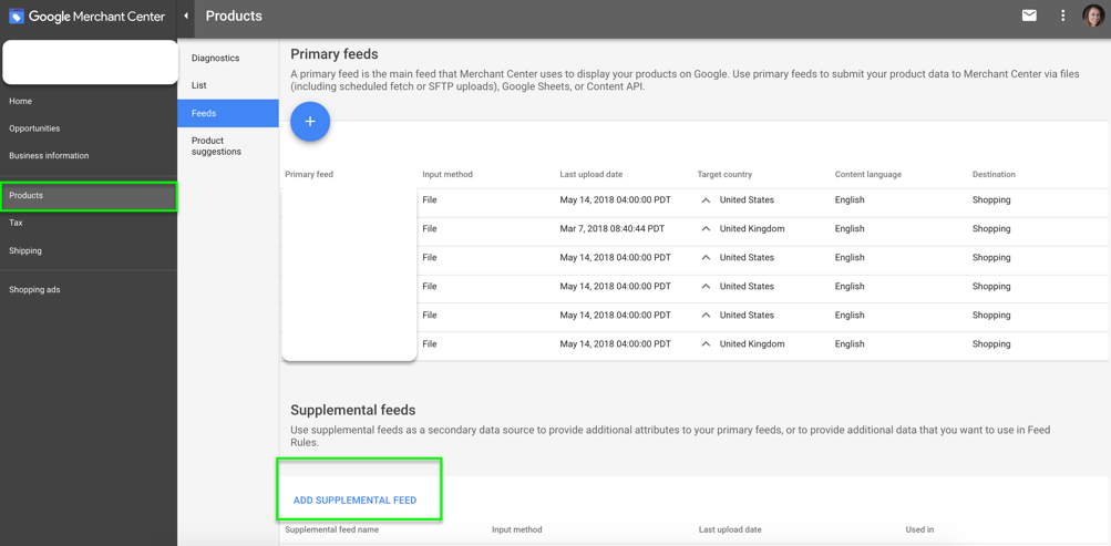 feed-supplementari-google-merchant-centre